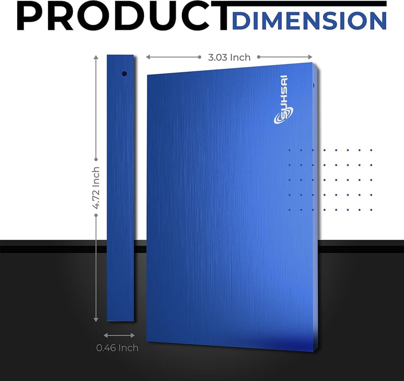 SUHSAI 1TB Hordozható Külső Merevlemez USB 3.0 PC Mac Laptop Konzol