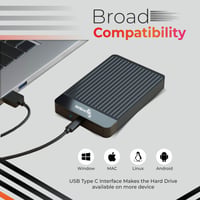 Prenosný externý pevný disk SUHSAI 1 TB, 2,5", USB-C, čierny – kompatibilný s PC, Mac, notebookom, Chromebookom, tenké HDD úložisko dát 4