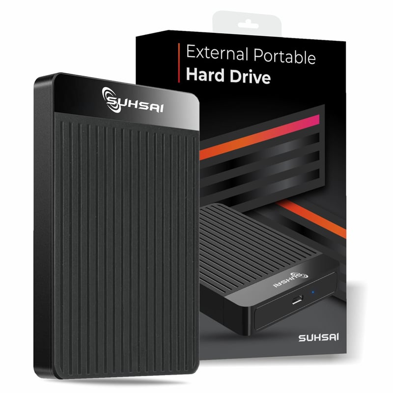Prenosný externý pevný disk SUHSAI 1 TB, 2,5", USB-C, čierny – kompatibilný s PC, Mac, notebookom, Chromebookom, tenké HDD úložisko dát