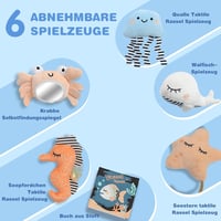 Suihuooo Kagylós Játszószőnyeg Babáknak - Bézs Játszóív 6 Levehető Játékkal, Korai Érzékszervi Fejlesztés Újszülötteknek és Kisgyermekeknek 3