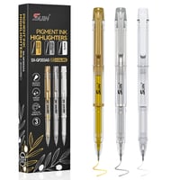 Set de Pixuri cu Gel Metalizat SUIN – Auriu, Argintiu și Alb, 3 bucăți, Grosime vârf 1,0 mm, Cerneală pigmentată mată pentru hârtie închisă la culoare, pentru desen și scris 1