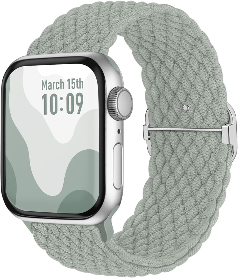 Suitisbest Nylon Szíj Apple Watch 38mm 40mm 41mm 42mm Csúszásmentes Fonott Rugalmas Szalag Watch 11 10 9 8 SE 7 6 5 4 3 2 1 Zöld