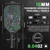 Sukeen T700 Szénszálas Pickleball Ütő - 16 mm Polipropilén Méhsejt Maggal, Forgás és Kontroll Fókusszal, 14 cm Kényelmes Markolattal, Felnőt 4