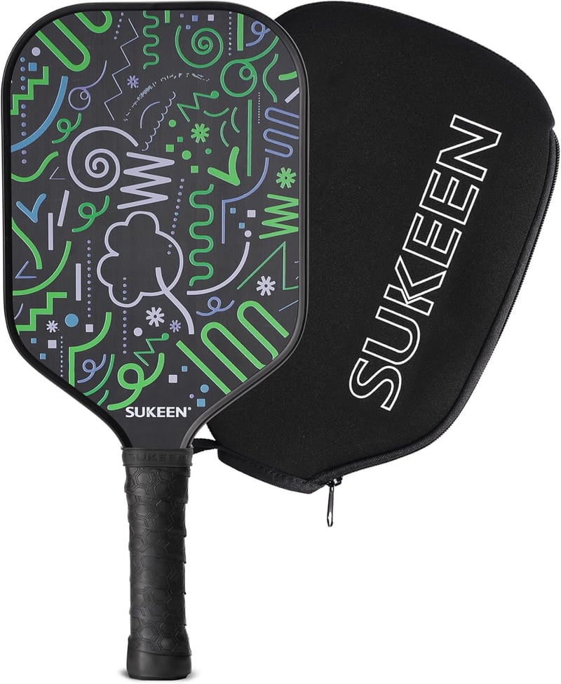 Sukeen T700 Szénszálas Pickleball Ütő - 16 mm Polipropilén Méhsejt Maggal, Forgás és Kontroll Fókusszal, 14 cm Kényelmes Markolattal, Felnőt