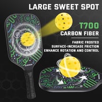Sukeen T700 Szénszálas Pickleball Ütő - 16 mm Polipropilén Méhsejt Maggal, Forgás és Kontroll Fókusszal, 14 cm Kényelmes Markolattal, Felnőt 2