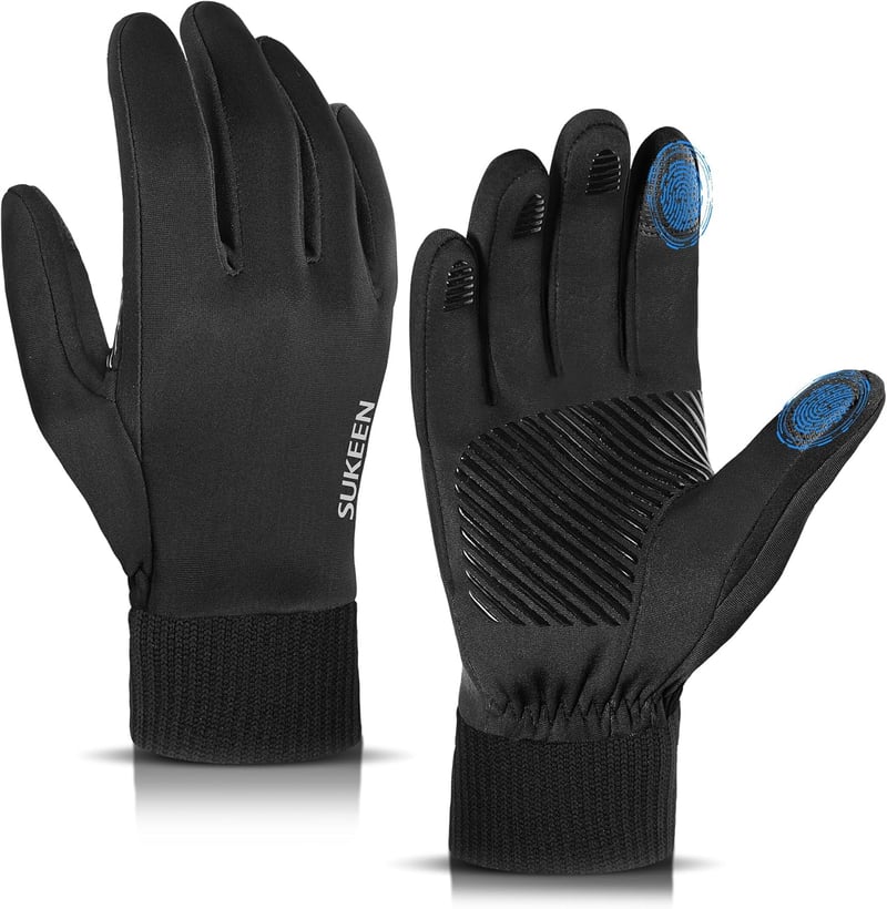 Sukeen Téli Thermo Kesztyű Vízálló Érintőképernyős Férfi Női Kerékpár Futás - Black, XL, Modern