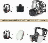 Mască de gaze full-face cu filtru de cărbune activ de 40 mm pentru protecție respiratorie împotriva prafului, vaporilor chimici, pulverizării, șlefuirii și vopsirii 5