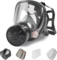 Mască de gaze full-face cu filtru de cărbune activ de 40 mm pentru protecție respiratorie împotriva prafului, vaporilor chimici, pulverizării, șlefuirii și vopsirii 1