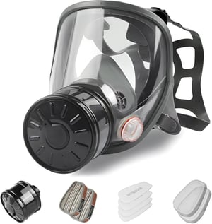 Mască de gaze full-face cu filtru de cărbune activ de 40 mm pentru protecție respiratorie împotriva prafului, vaporilor chimici, pulverizării, șlefuirii și vopsirii