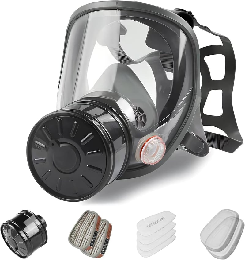 Mască de gaze full-face cu filtru de cărbune activ de 40 mm pentru protecție respiratorie împotriva prafului, vaporilor chimici, pulverizării, șlefuirii și vopsirii