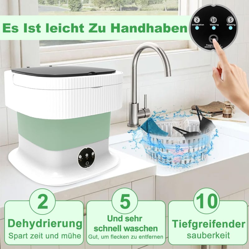 SuLiao 14L 2kg Mini Mosógép Centrifugával Kempinghez Otthonhoz Zöld - Green / White