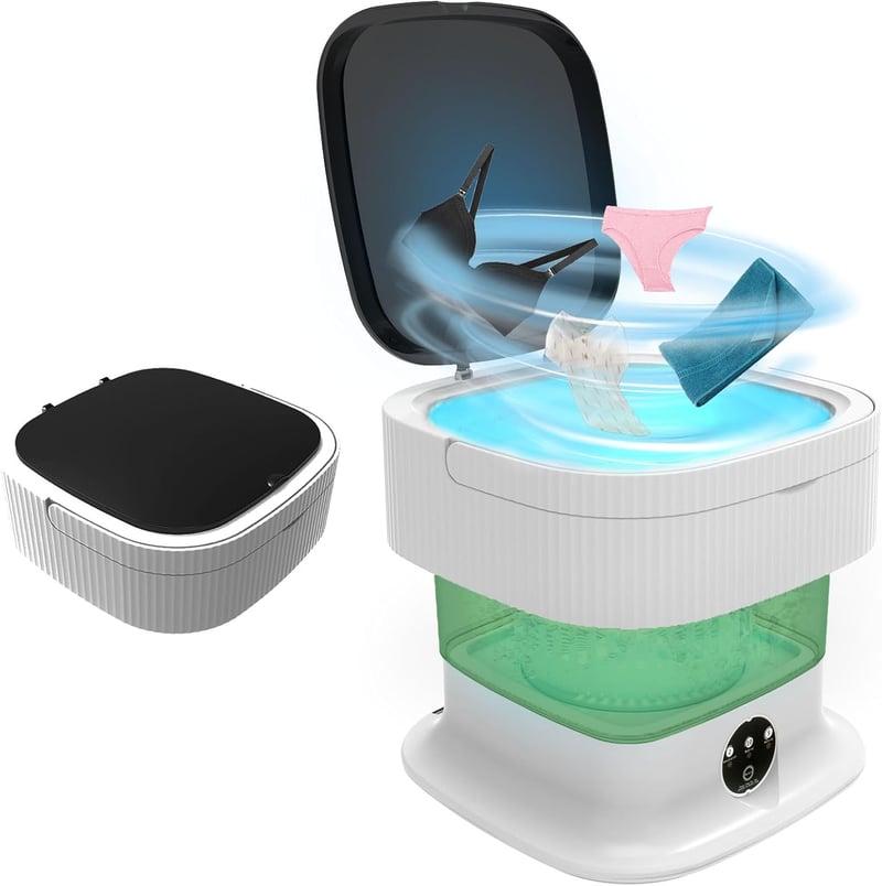 SuLiao 14L 2kg Mini Mosógép Centrifugával Kempinghez Otthonhoz Zöld - Green / White