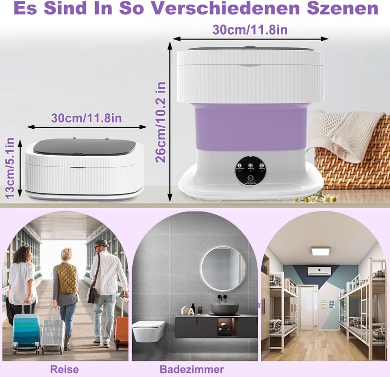 SuLiao 15L 2kg Mini Mosógép Centrifugával Lila - Kempinghez, Szállodához