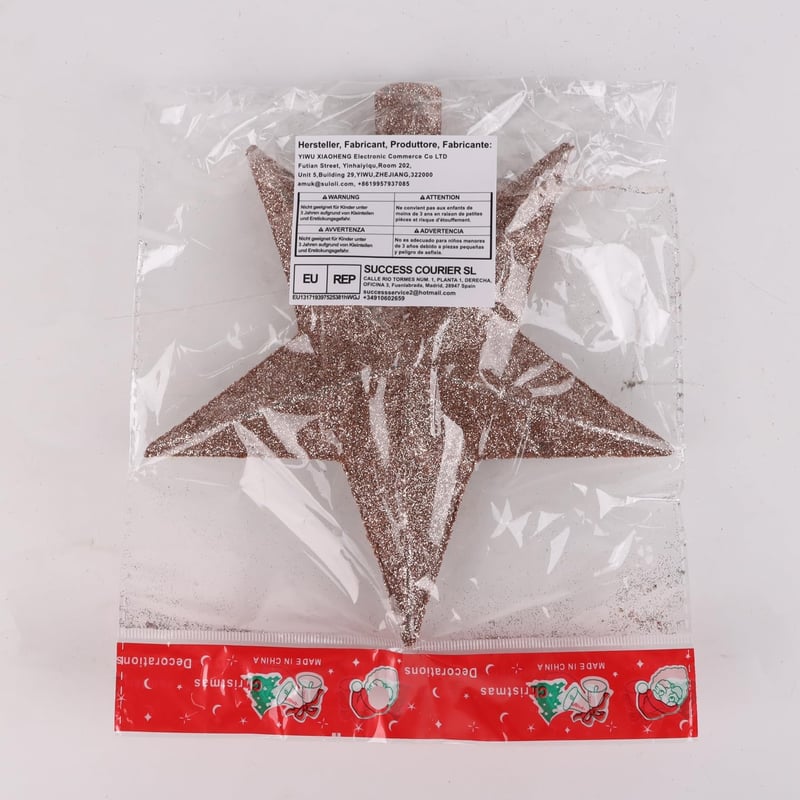 SULOLI 19 cm Csillag Karácsonyfa Teteje Glitteres Rózsaszín Dekoráció