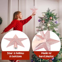 SULOLI 19 cm Csillag Karácsonyfa Teteje Glitteres Rózsaszín Dekoráció 5