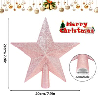 SULOLI 19 cm Csillag Karácsonyfa Teteje Glitteres Rózsaszín Dekoráció 2