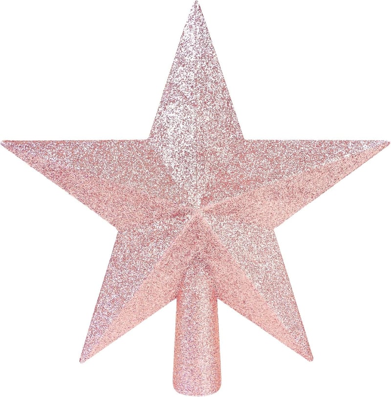 SULOLI 19 cm Csillag Karácsonyfa Teteje Glitteres Rózsaszín Dekoráció
