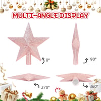 SULOLI 19 cm Csillag Karácsonyfa Teteje Glitteres Rózsaszín Dekoráció 3