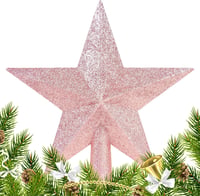 SULOLI 19 cm Csillag Karácsonyfa Teteje Glitteres Rózsaszín Dekoráció 4