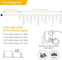 Sumairs 35m 1000 LED kültéri tündérfény, esőcsap, időzítő, 8 mód, meleg fehér 5