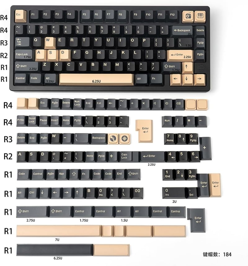 Sumgsn Doubleshot 160 Billentyűkészlet Cherry Profile 7U Space Bar 61-104 Gomb