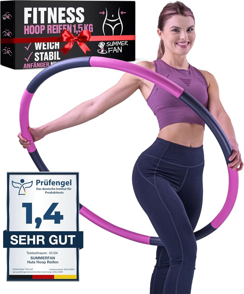 SummerFan Hula Hoop Karika Kezdőknek 1,5 kg Rózsaszín Összecsukható Fitness Karika Felnőtteknek Fogyáshoz 100 cm