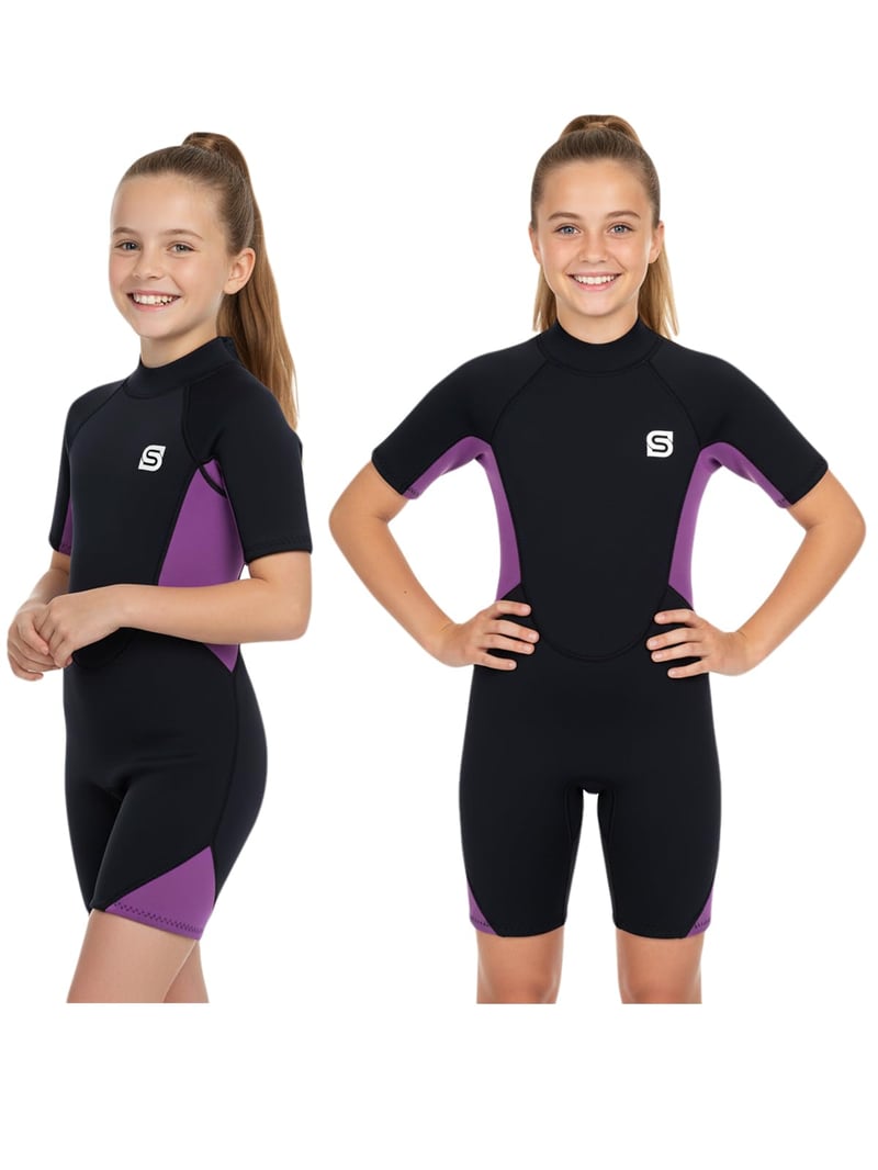 Detský neoprénový krátky neoprén Summshall, hrúbka 2 mm, s UV ochranou – modrý