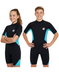 Summshall 2 mm neoprénový detský a juniorský neoprén, krátky termálny oblek na plávanie, potápanie a surfovanie, UV ochrana, modrý, X 1