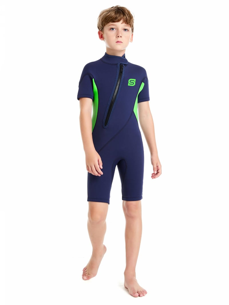 Costum de scafandru cu pantaloni scurți din neopren pentru copii Summshall, costum de baie termoizolant gros de 2 mm pentru băieți și fete, îmbrăcăminte elastică pentru sporturi nautice 133-140cm