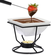 SUMNACON Kerámia Fondue Készlet 2 Villával Csokoládé és Sajt Fondue Fehér Négyzet 1
