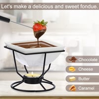 SUMNACON Kerámia Fondue Készlet 2 Villával Csokoládé és Sajt Fondue Fehér Négyzet 5