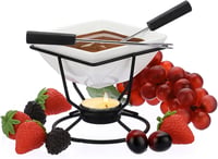 SUMNACON Kerámia Fondue Készlet 2 Villával Csokoládé és Sajt Fondue Fehér Négyzet 6