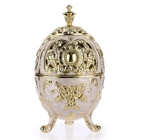 SUMNACON vintage držač za tamjan od legure cinka s poklopcem, sferni - bijeli - 7x7x14 cm 1