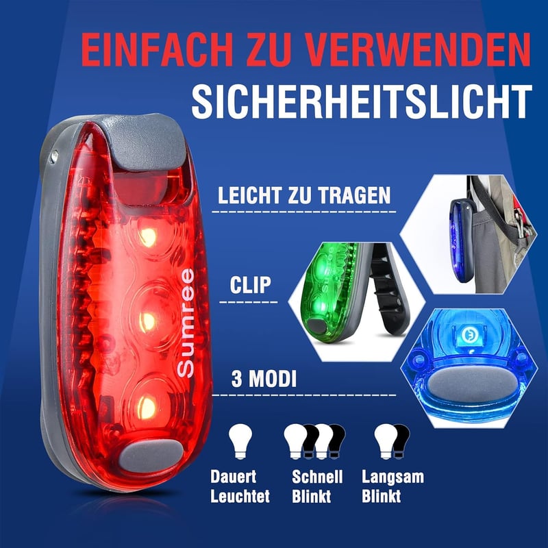 Sumree LED biztonsági fény szett 2db klippes hátizsák világítás