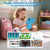 Detský tablet SUMTAB 7 palcov, Android 13, 8 GB RAM, 64 GB ROM, WiFi, Bluetooth, rodičovská kontrola, vzdelávací tablet s ochranným puzdrom, modrý 3