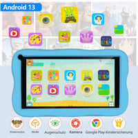 Detský tablet SUMTAB 7 palcov, Android 13, 8 GB RAM, 64 GB ROM, WiFi, Bluetooth, rodičovská kontrola, vzdelávací tablet s ochranným puzdrom, modrý 2