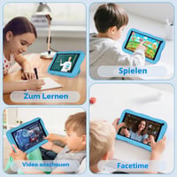 Detský tablet SUMTAB 7 palcov, Android 13, 8 GB RAM, 64 GB ROM, WiFi, Bluetooth, rodičovská kontrola, vzdelávací tablet s ochranným puzdrom, modrý 4