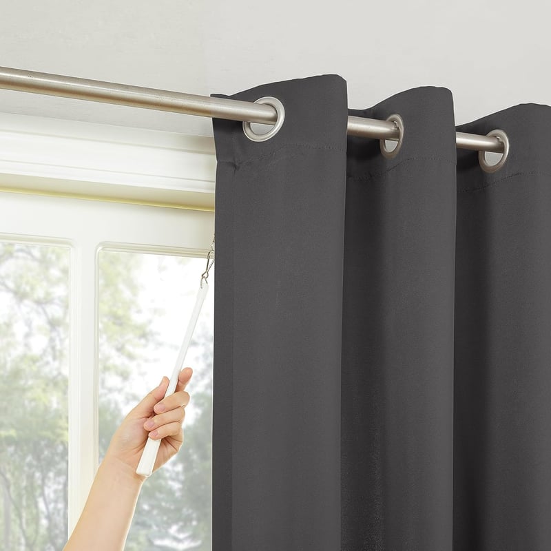 Sun Zero Easton Sötétítő Teraszajtó Függöny 100x84cm Szénszürke - H254 x B213.4 cm (1er Pack), Charcoal