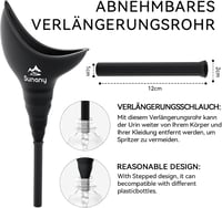 Sunany női vizelettartály szilikon tölcsér állva használható hordozható kempingezéshez - Black 3