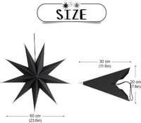 SUNBEAUTY 60 cm Papír Csillag Dekoráció, 3 Darabos Összehajtható Csillag Szett Karácsonyi Díszítéshez (Fekete, Fehér és Szürke) 2
