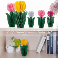 SUNBEAUTY Set 8 evantaie decorative sub formă de lalea, decorațiuni din hârtie alb-roz-galben, pentru nuntă, zi de naștere, petrecere de primăvară 3