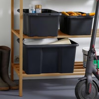 Sada 10 úložných boxov Sundis, 30 l, z recyklovaného plastu, čierna, 46,5 x 36,5 x 23 cm, stohovateľné, do dielne a na prepravu 4