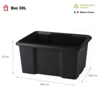 Sada 10 úložných boxov Sundis, 30 l, z recyklovaného plastu, čierna, 46,5 x 36,5 x 23 cm, stohovateľné, do dielne a na prepravu 2