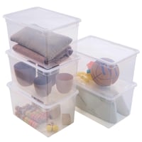 Cutie de depozitare transparentă Sundis Clear Box cu capac, set de 5 bucăți, 46 L, recipient din plastic stivuibil 1