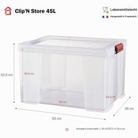 Sundis Clip'N Store Plastový úložný box s vekom 45 l, priehľadný, so západkami, 1 ks 5