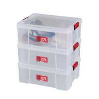 Set 3 Cutii de Depozitare Sundis Clip'N Store, 27L, Plastic Transparent, cu Capac cu Clips, Stivuibile, sigure pentru alimente 1
