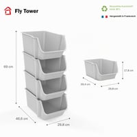 Sundis Fly Tower Egymásba Rakható Műanyag Tárolódoboz Készlet – 4 db 2