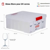 Sundis Glass Store 27L prozirna plastična kutija za pohranu s poklopcem na kopčanje i 24 pregrade za čaše, složiva 2