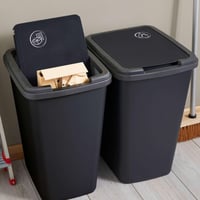 Sundis Green Bin kôš na triedený odpad 50 l s výklopným vekom, hranatý kôš z recyklovaného plastu do interiéru, kuchyne, kancelárie a garáže 7