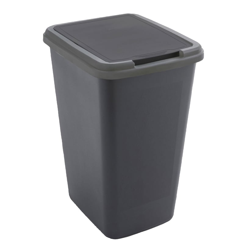 Sundis Green Bin kôš na triedený odpad 50 l s výklopným vekom, hranatý kôš z recyklovaného plastu do interiéru, kuchyne, kancelárie a garáže